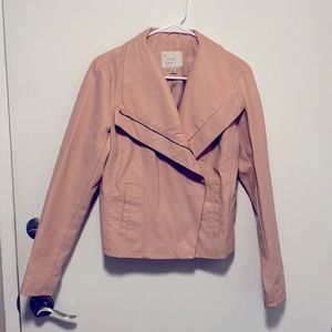 Medium, blush pink, overlap leather jacket